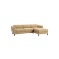 **Canapé d'angle en tissu beige avec repose-pieds**
